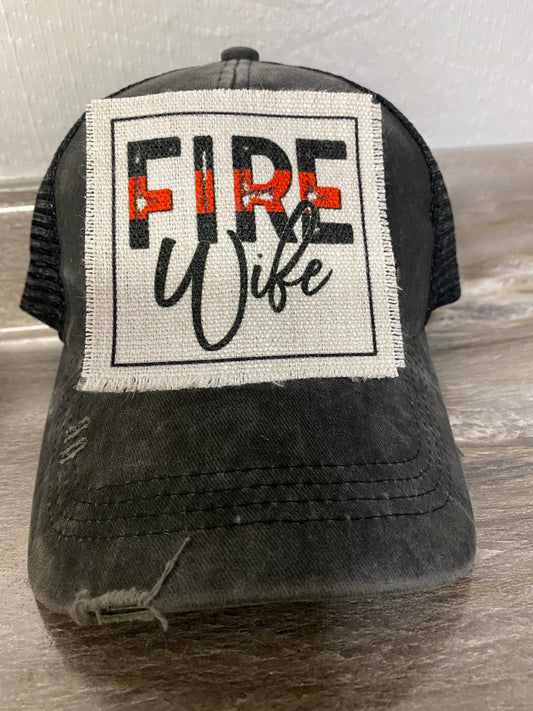 Fire Wife Script Hat Patch