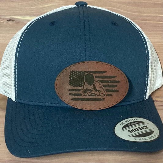 Welder Flag Leatherette Hat Patch