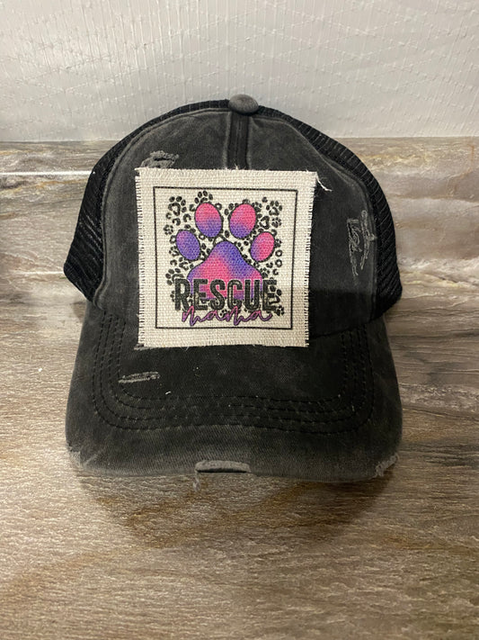 Rescue Mama with Purple Paw Hat Patch
