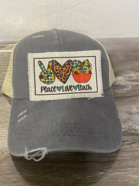 Peace Love Teach Hat Patch