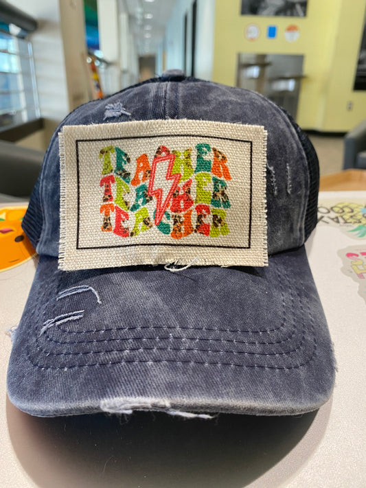 Teacher Neon with Bolt Hat Patch