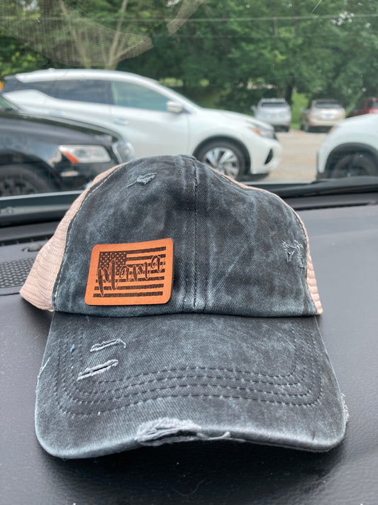 Mama Flag Small Leatherette Hat Patch