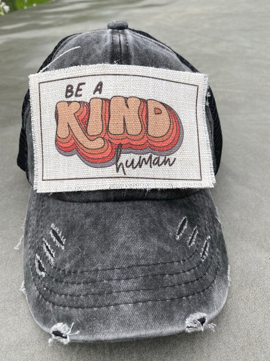 Be A Kind Human Retro Hat Patch