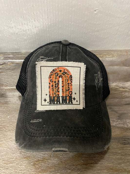 Mama Rainbow Orange and Pink Hat Patch