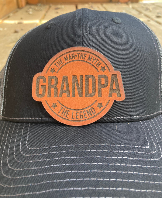 Man Myth Grandpa Leatherette Hat Patch