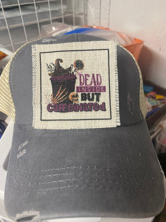 Dead Inside But Caffeinated Purple Cup Hat Patch