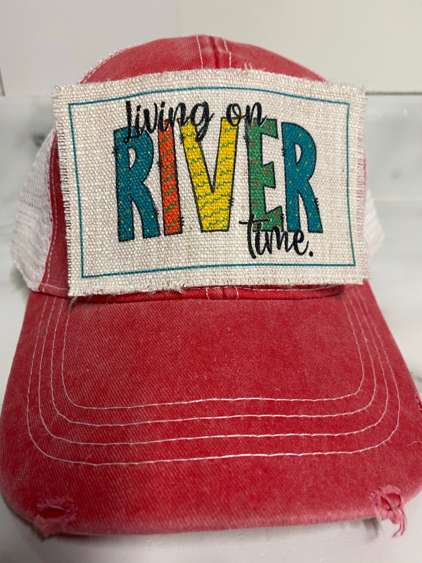 Living On River Time Hat Patch