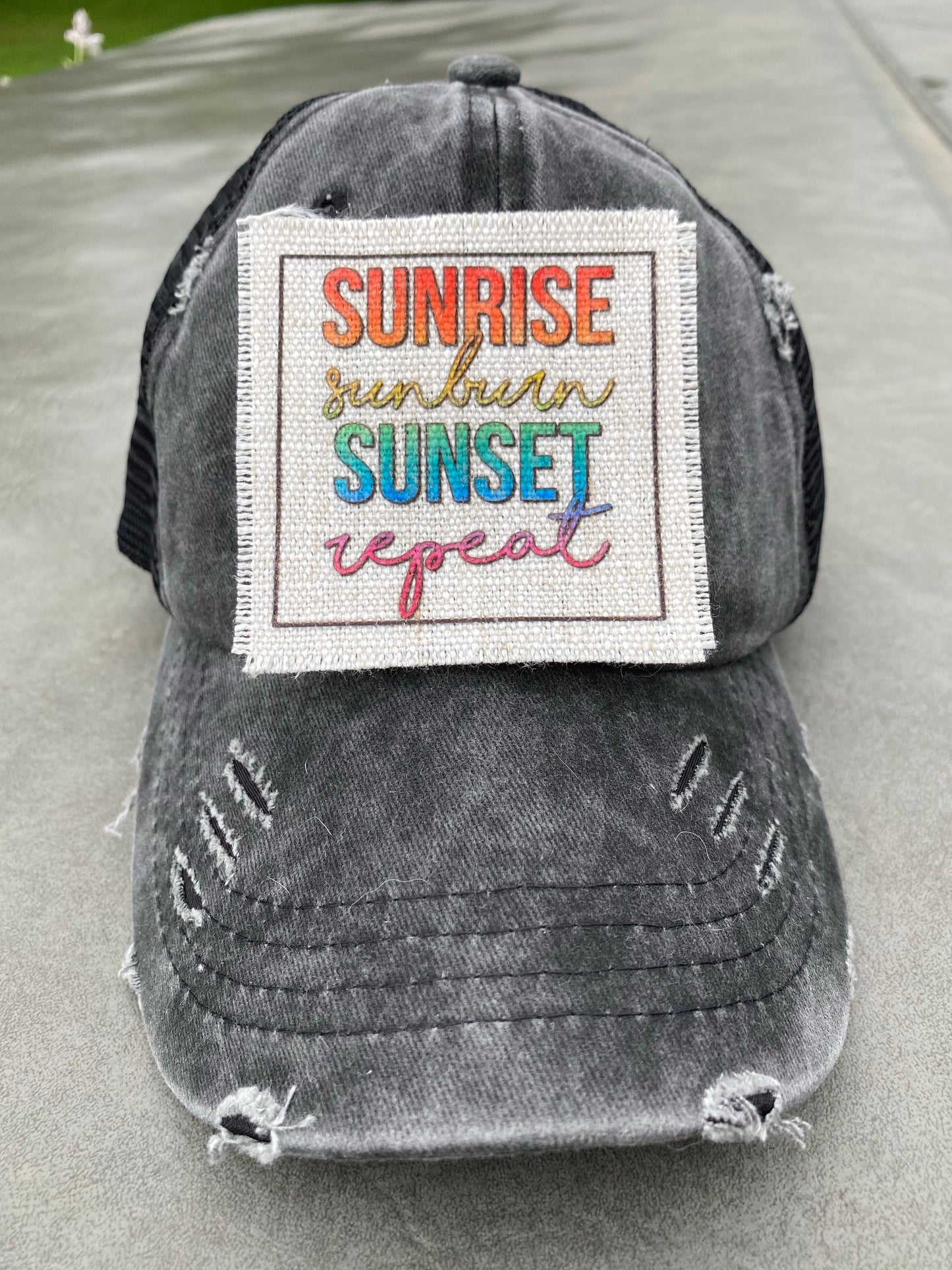 Sunrise Sunburn Sunset Repeat Rainbow Hat Patch