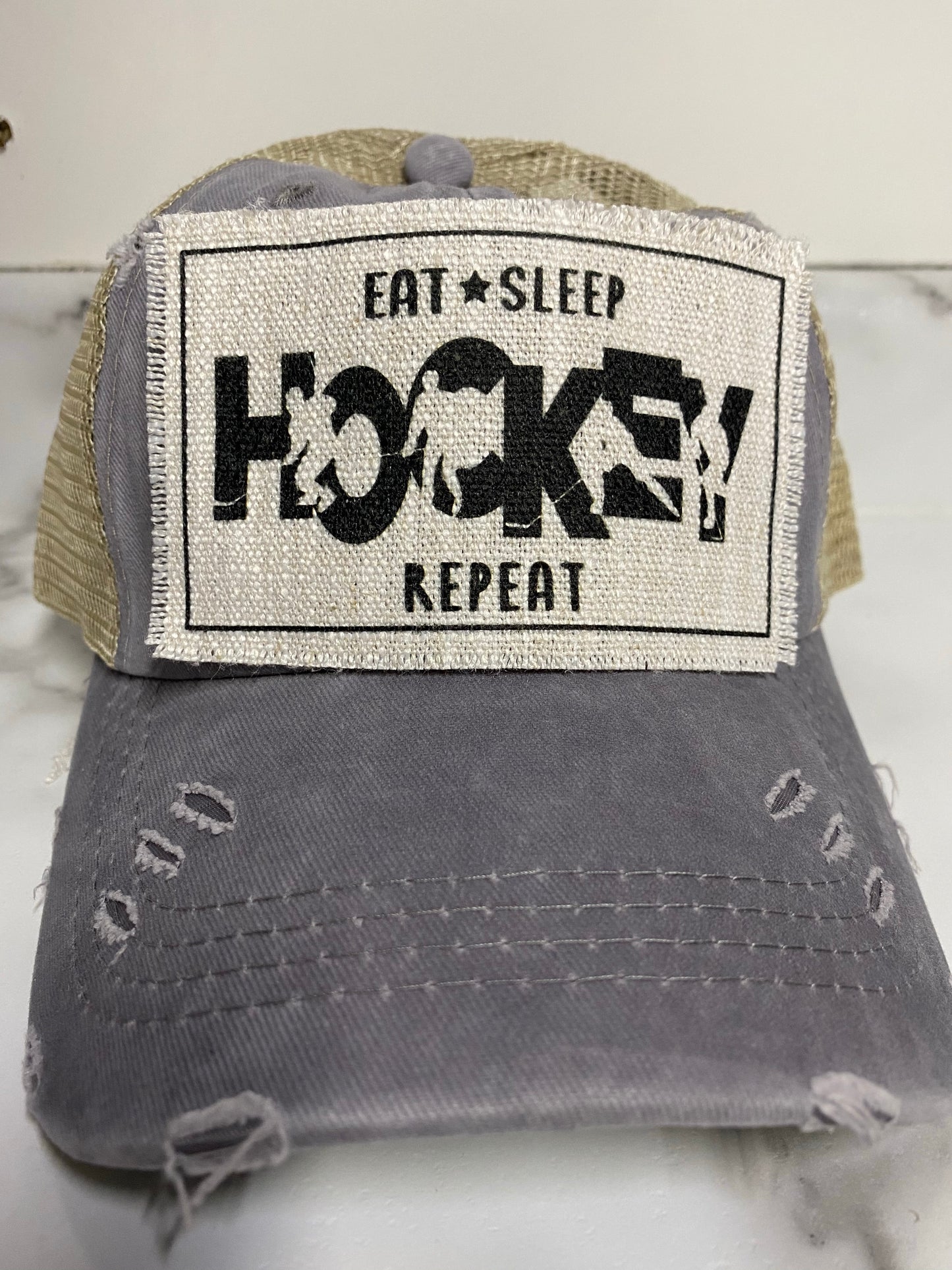 Eat Sleep Hockey Hat Patch