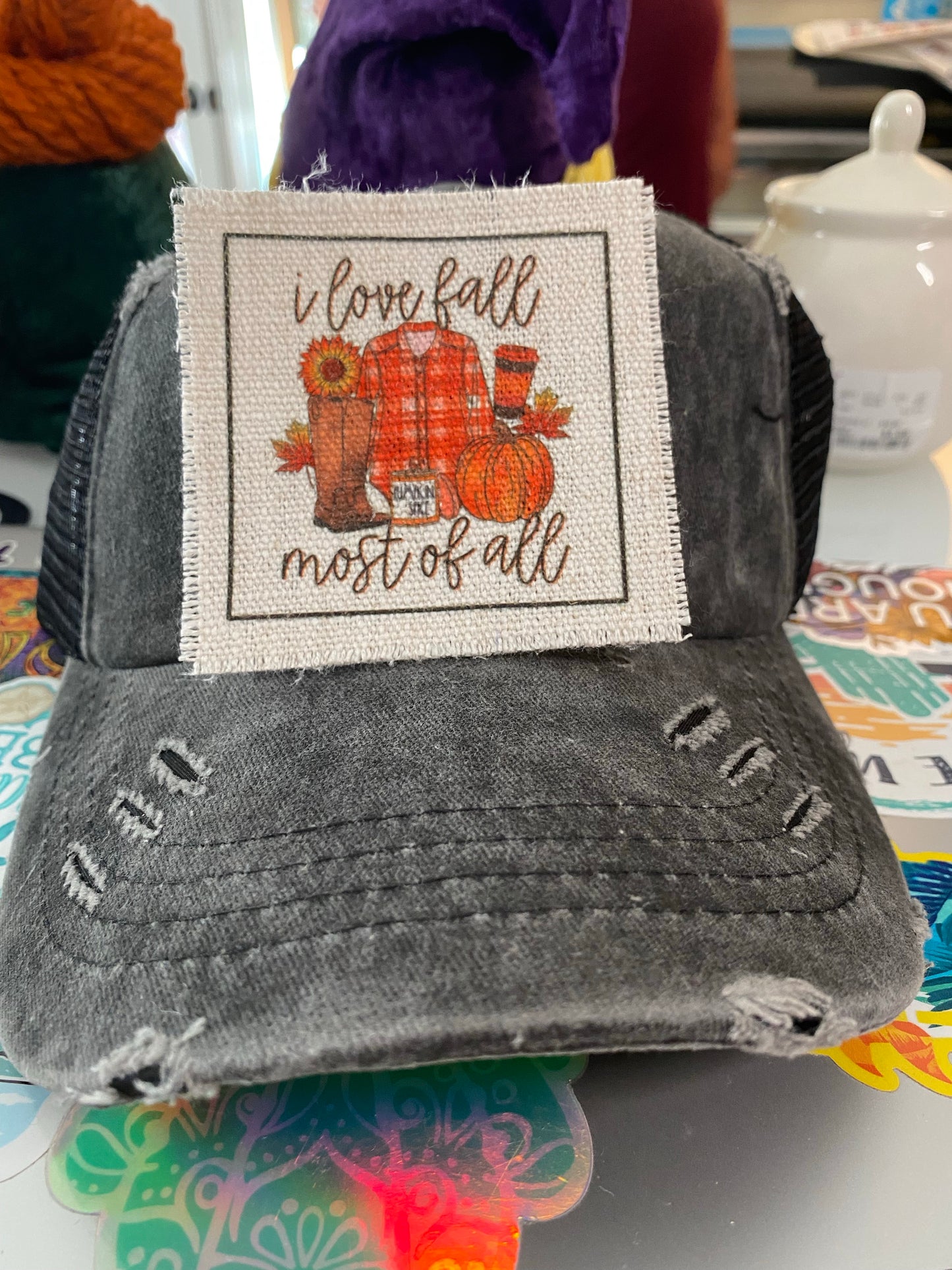 I Love Fall Most of All Hat Patch