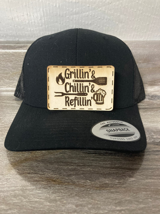 Grillin Chillin Leatherette Hat Patch