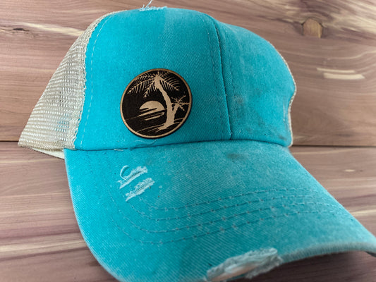 Tropical Circle Small Leatherette Hat Patch