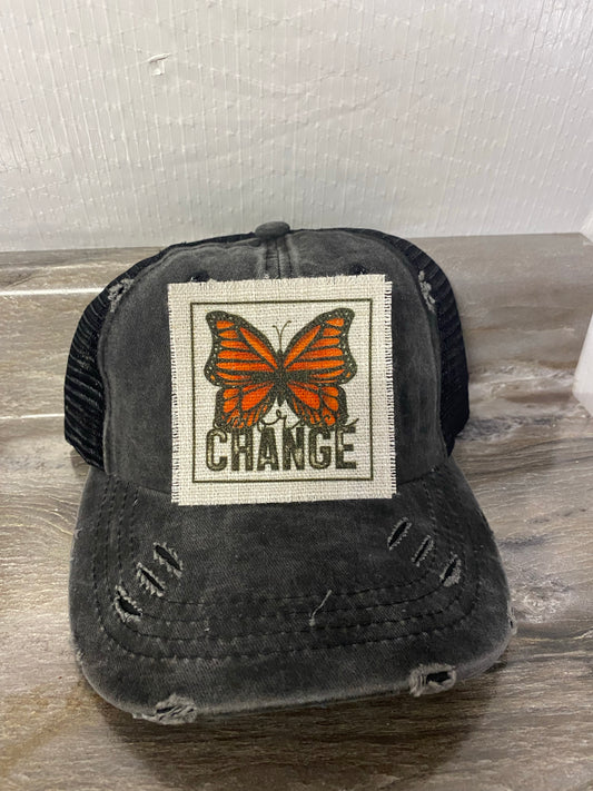 Embrace Change Orange Butterfly Hat Patch