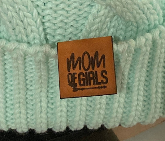 Mom of Girls Fold-Over Leatherette Beanie Patch