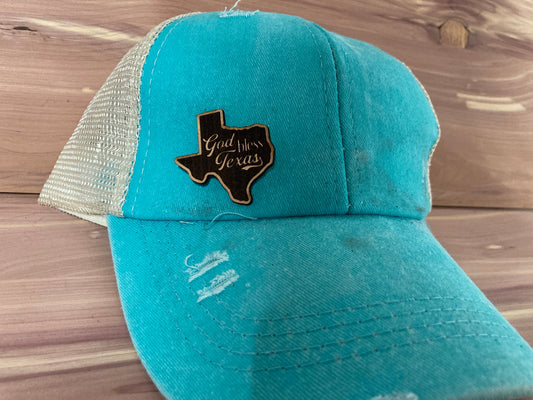God Bless Texas Small Leatherette Hat Patch