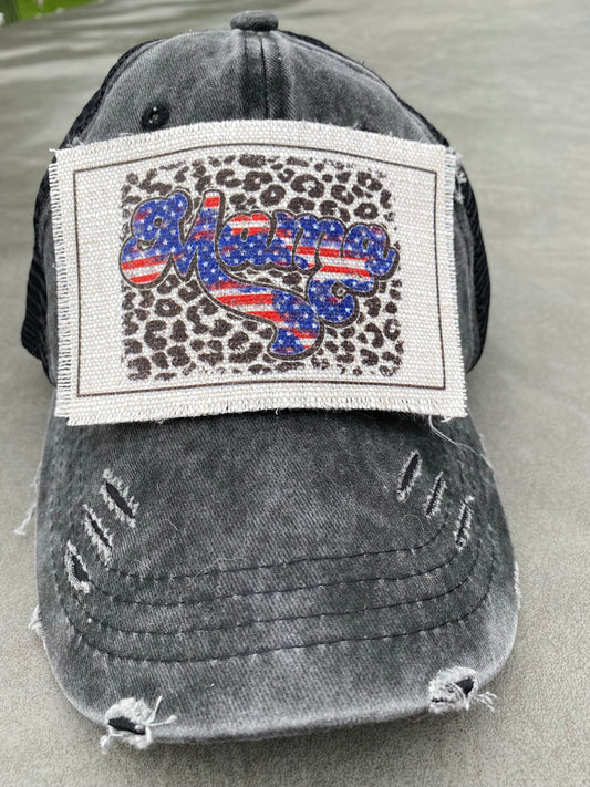 Mama Patriotic Leopard Hat Patch