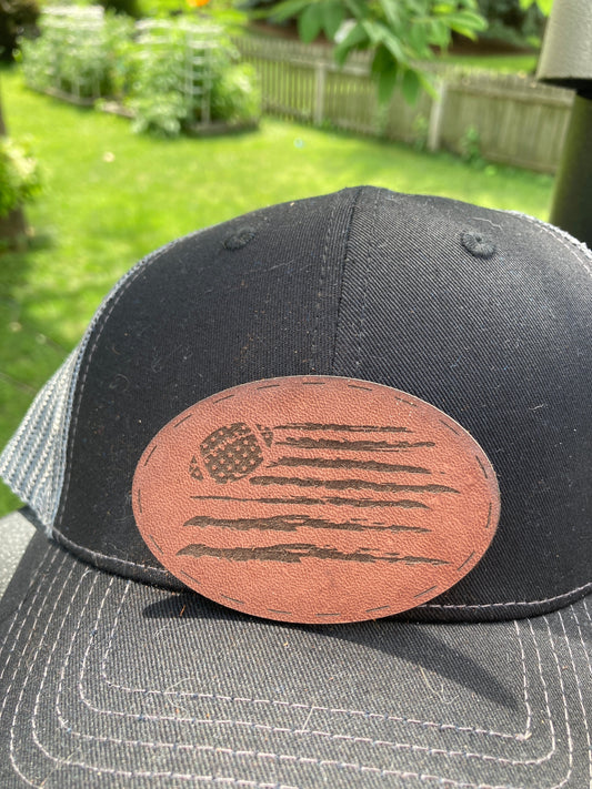 Football Flag Leatherette Hat Patch