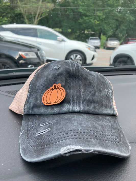 Pumpkin Small Leatherette Hat Patch