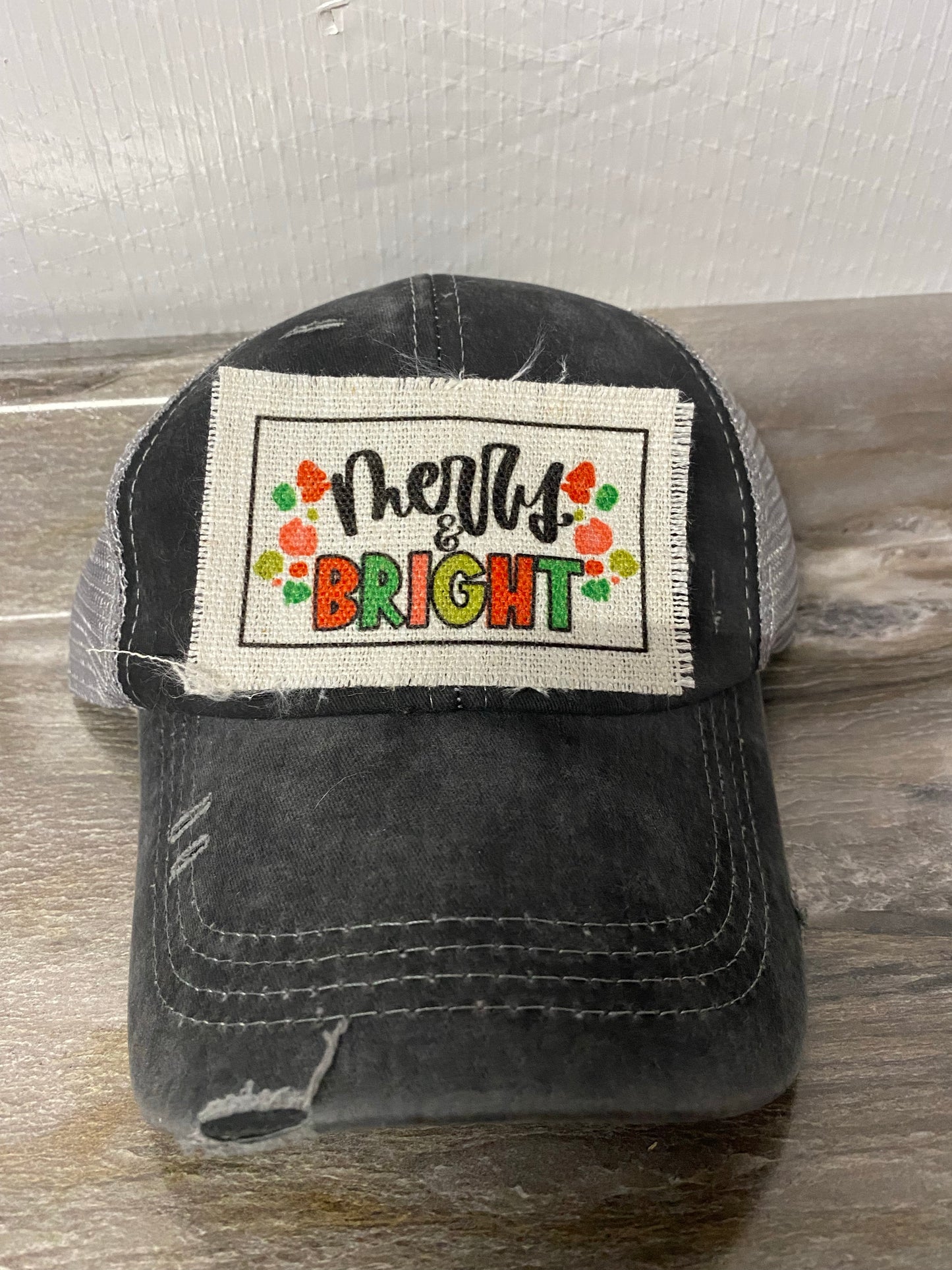 Merry & Bright with leopard spots Hat Patch