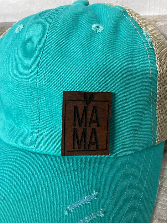 Mama Heart Small Leatherette Hat Patch