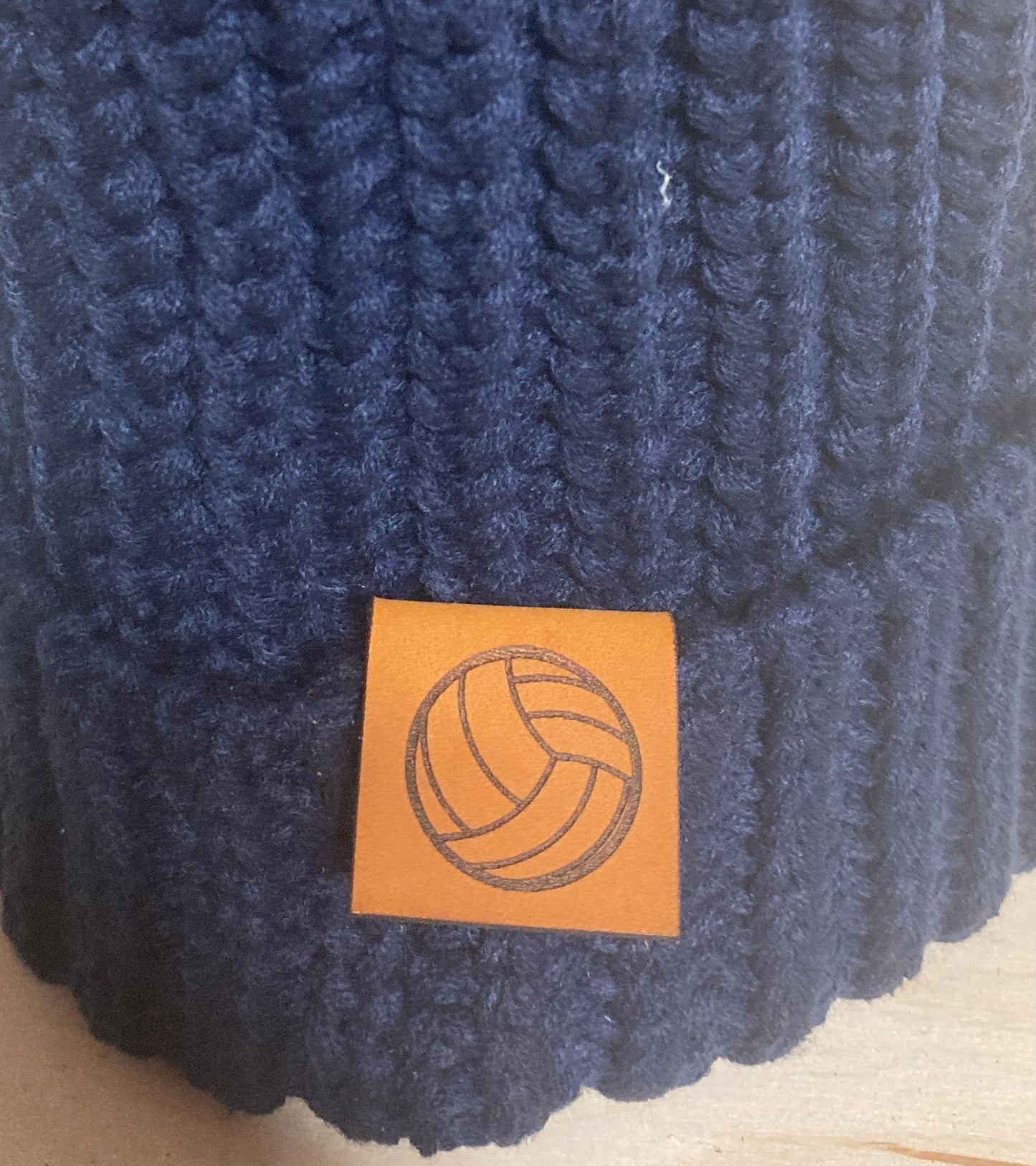 Volleyball Fold-Over Leatherette Beanie Patch
