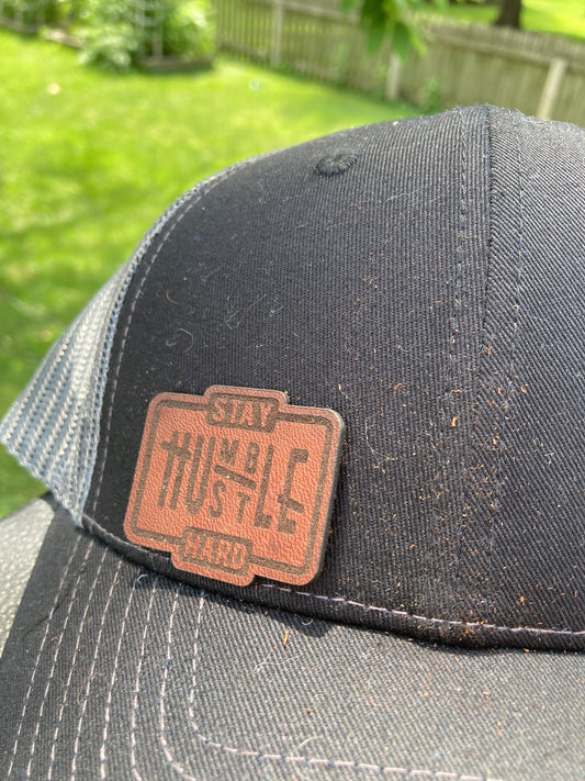 Stay Humble Hustle Hard Small Leatherette Hat Patch