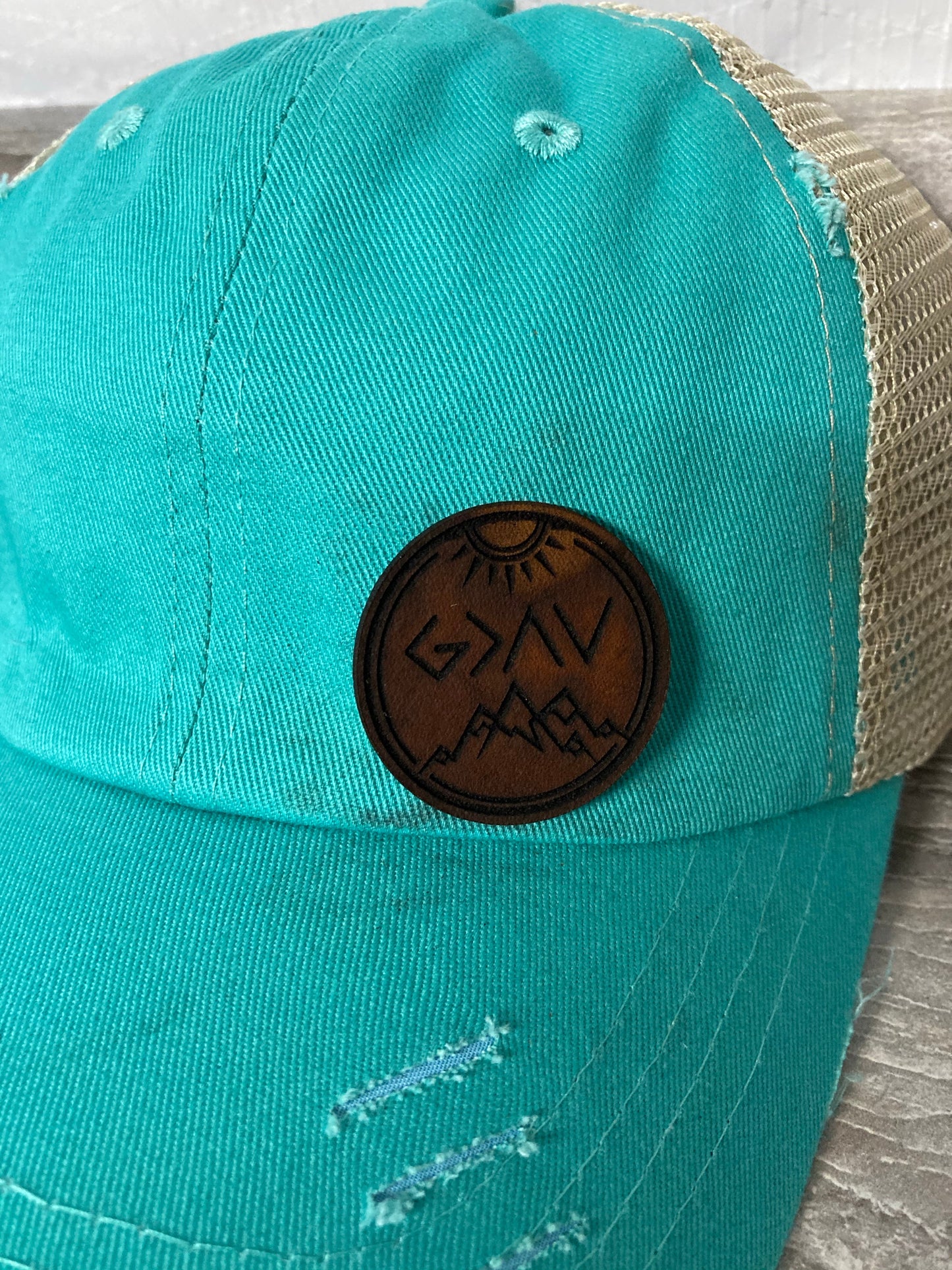 God is Greater Circle Small Leatherette Hat Patch