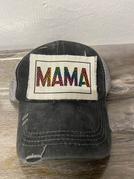 Mama Rainbow Leopard Print Hat Patch