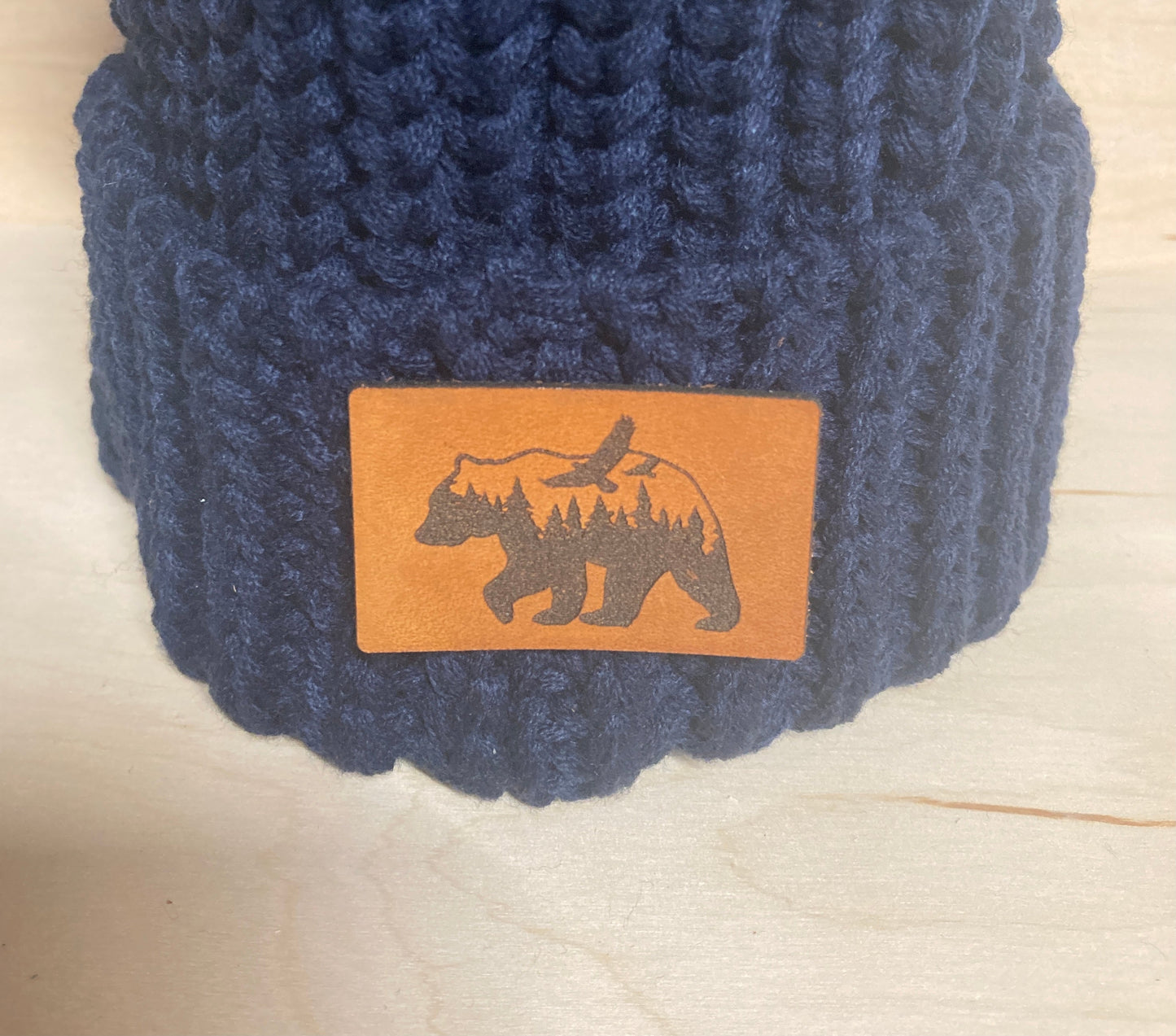 Bear with Forest Small Leatherette Hat Patch