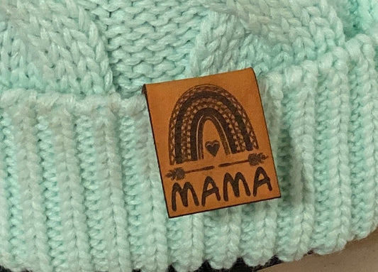 Mama Rainbow Fold-Over Leatherette Beanie Patch