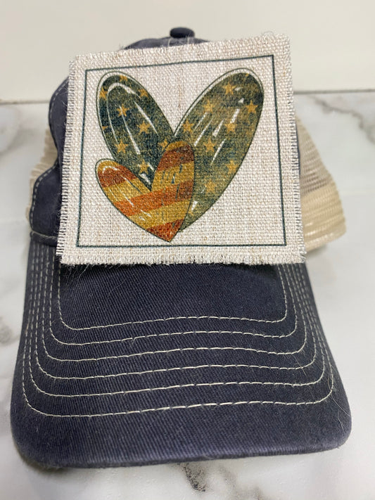 Patriotic Heart Hat Patch