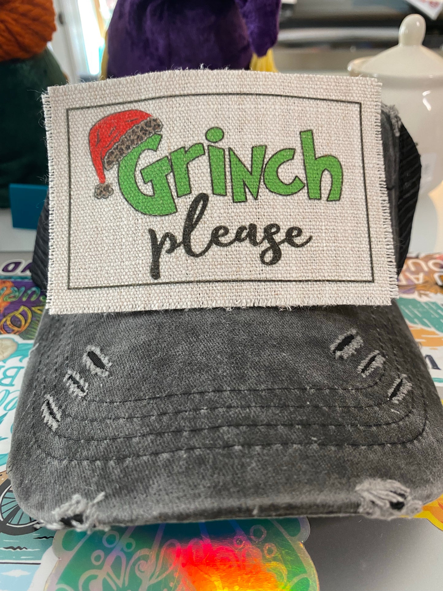 Grinch Please Hat Patch