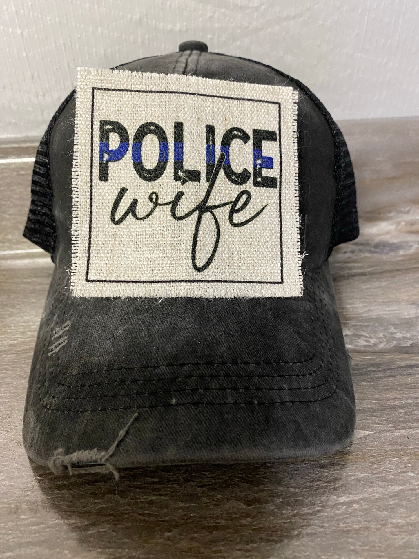 Police Wife Script Hat Patch
