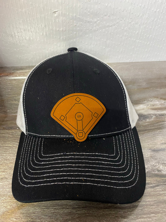 Baseball Field  Leatherette Hat Patch