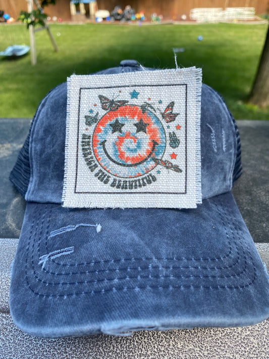America The Beautiful Smiley Hat Patch