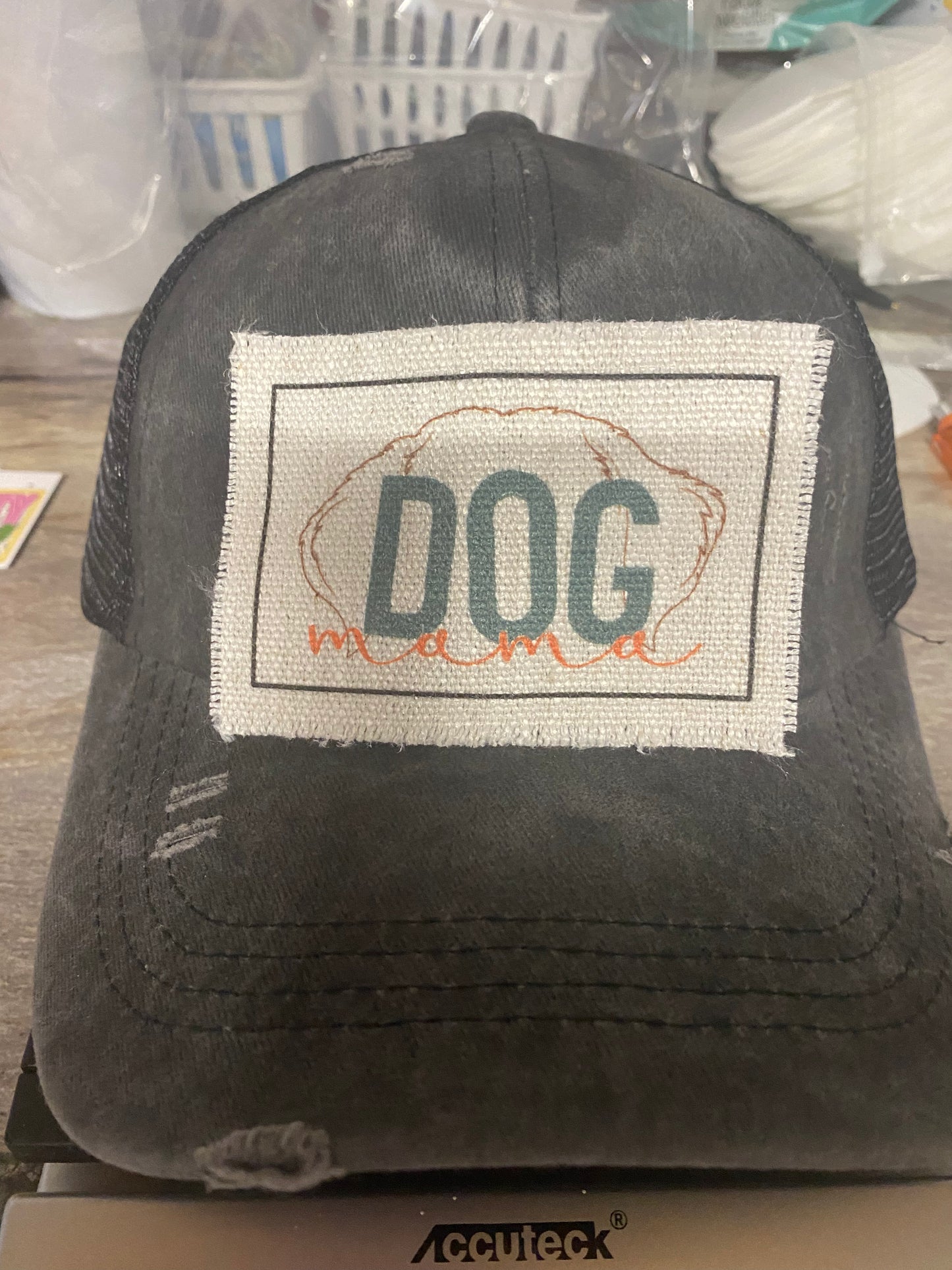 Dog Mama Outline of Head Hat Patch