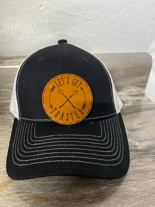 Let's Get Toasted Small Leatherette Hat Patch