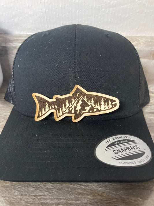 Salmon Mountains Leatherette Hat Patch