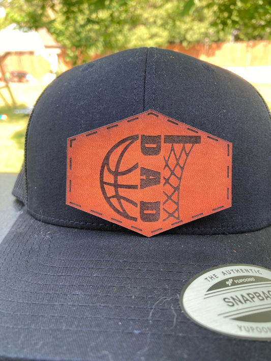 Basketball Dad Leatherette Hat Patch