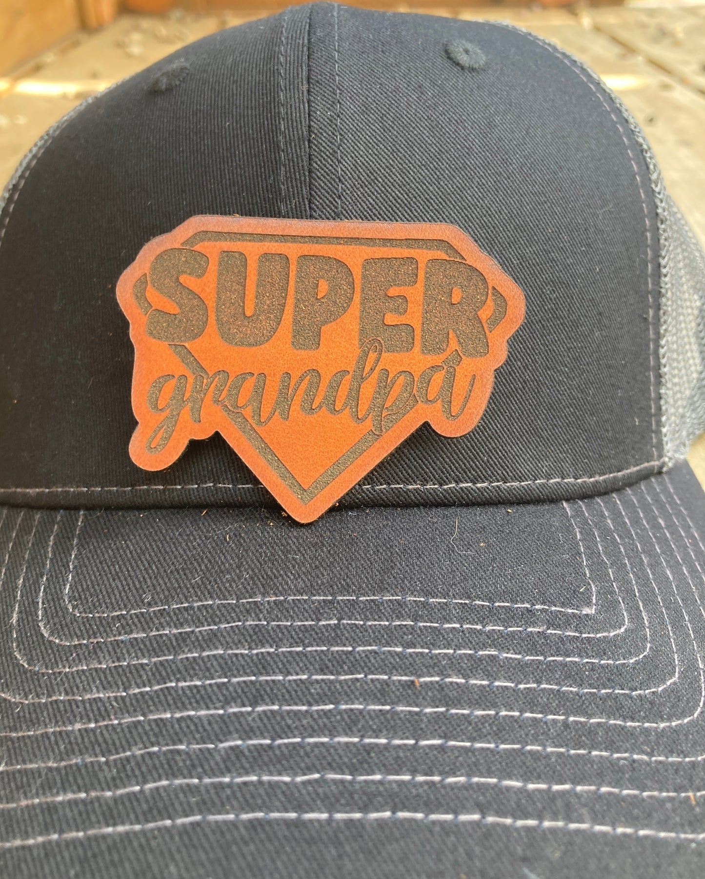 Super Grandpa Leatherette Hat Patch