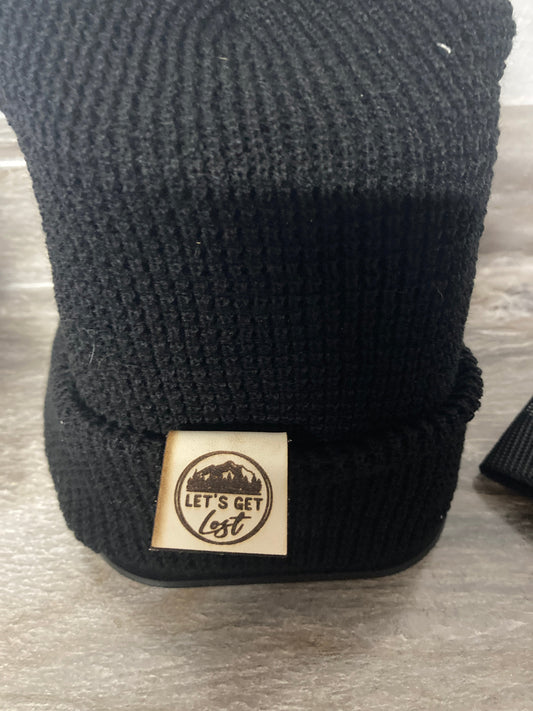 Let's Get Lost Fold-Over Leatherette Beanie Patch