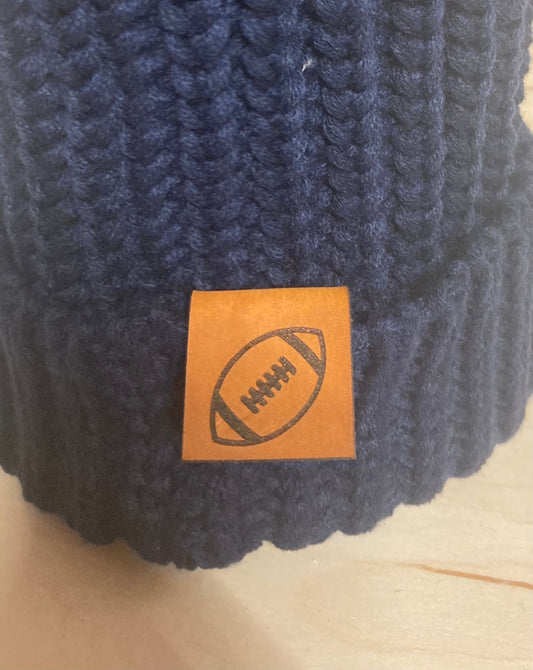 Football Fold-Over Leatherette Beanie Patch