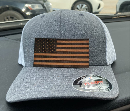 American Flag Leatherette Hat Patch