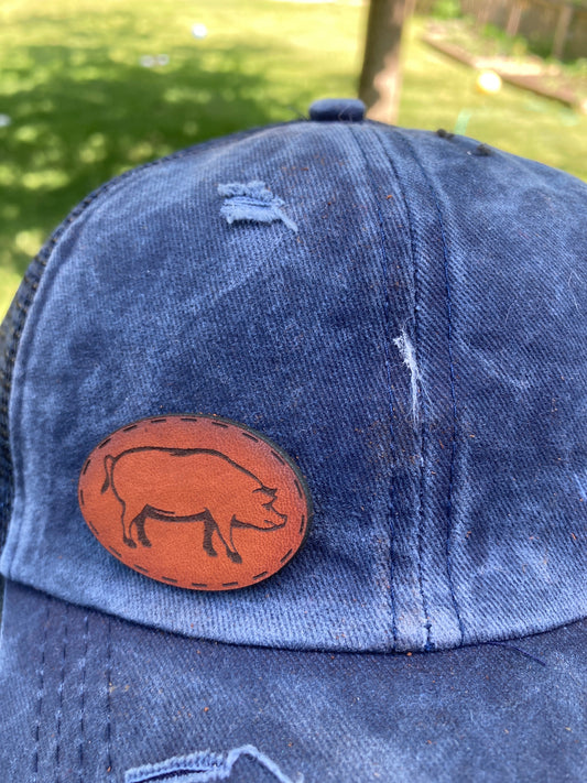 Pig Small Leatherette Hat Patch