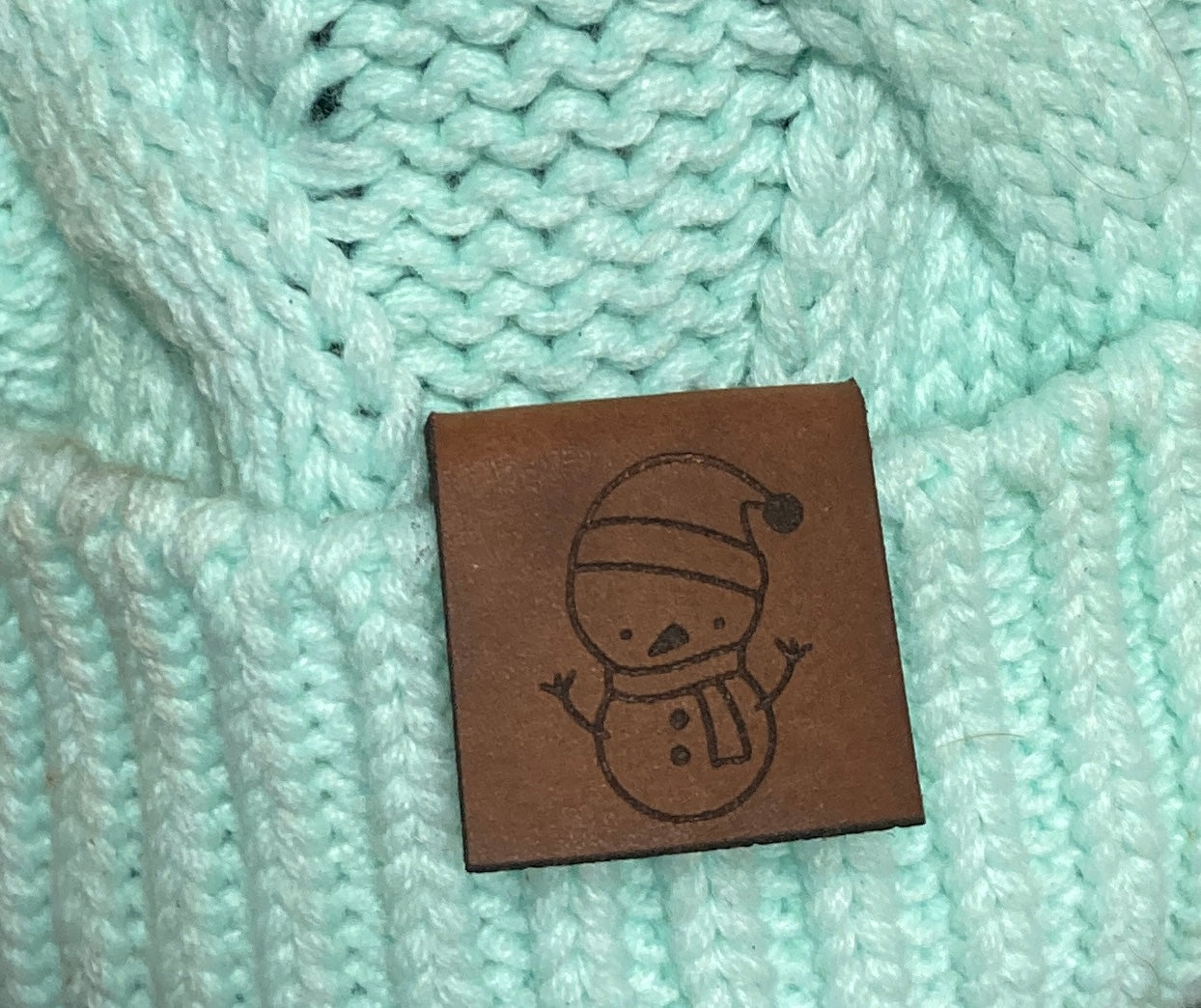 Snowman Fold-Over Leatherette Beanie Patch