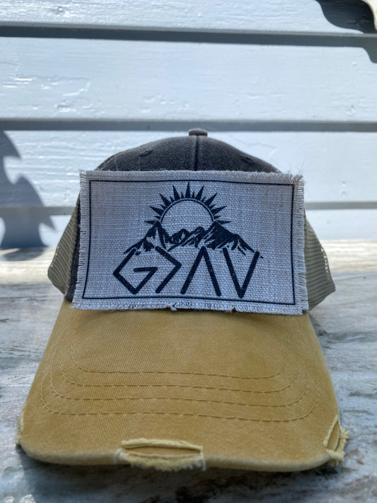 God Sunset Mountains Hat Patch