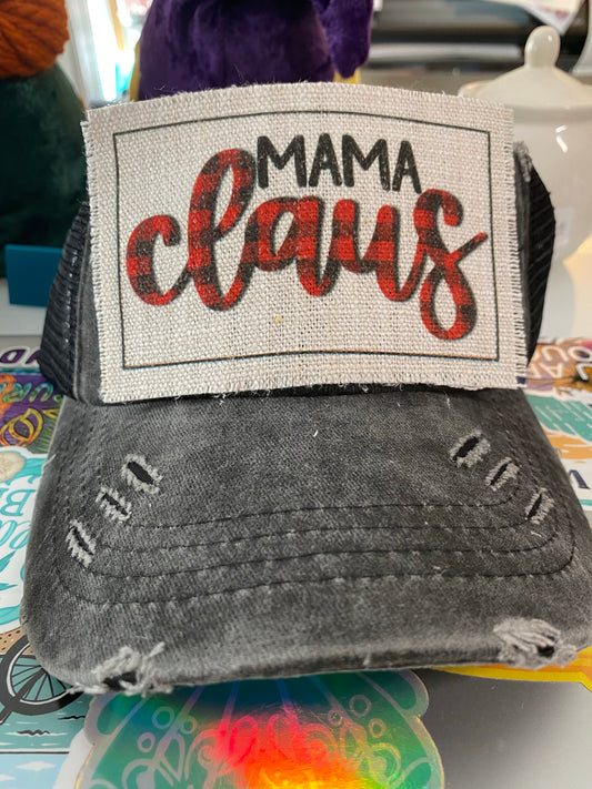 Mama Claus Plaid Hat Patch