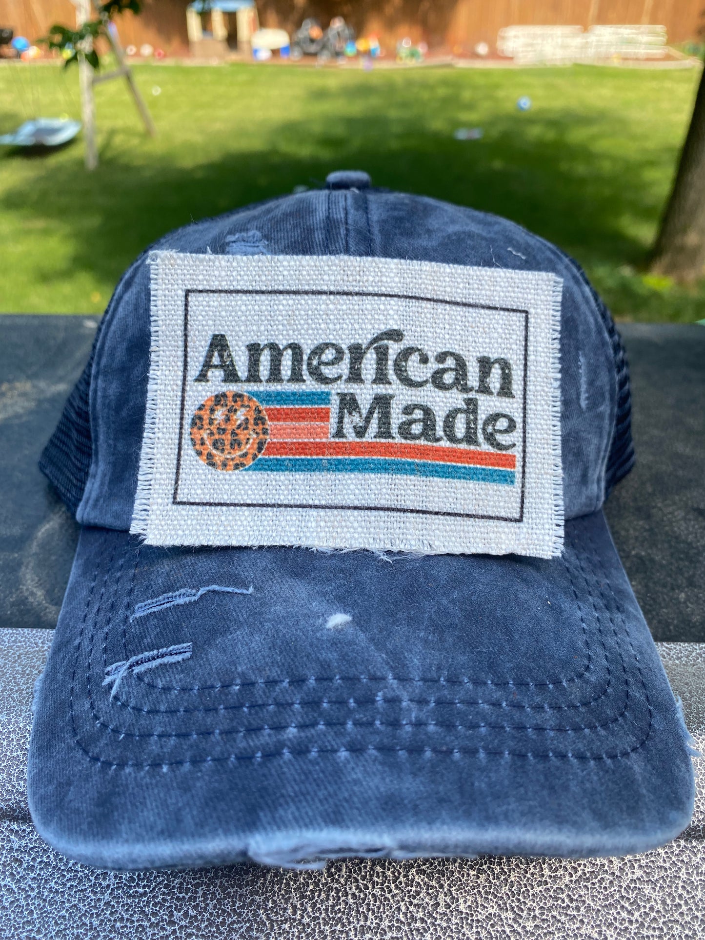 American Made Leopard Smiley Hat Patch