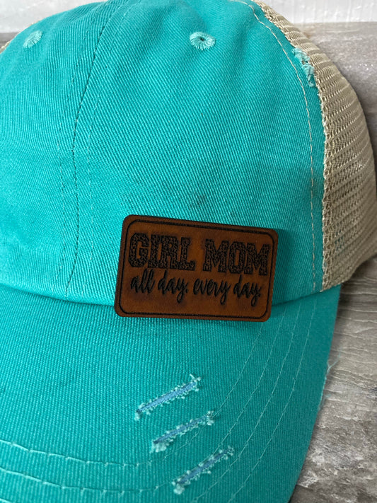Girl Mom Small Leatherette Hat Patch