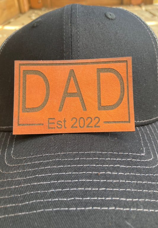Dad Box Established Custom Year Leatherette Hat Patch